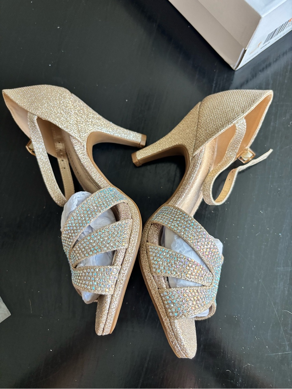 Dream Pairs Gold Rhinestone Open-Toe Heels - Picture 5 of 10